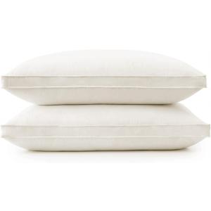 puredown® Gusseted Goose Feather Down Pillows, 100% Organic Cotton Cover, Luxury Hotel Collection Bed Pillows for Sleeping Set of 2, King Size