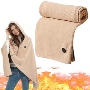 ZRW Heated Shawl Wraps for Women,Portable Heated Shawl,Portable USB Hooded Heated Blanket Shaw-l,Soft Zipper Wraps for Women with 3 Heating Levels for Outdoor, Home(Power Bank)