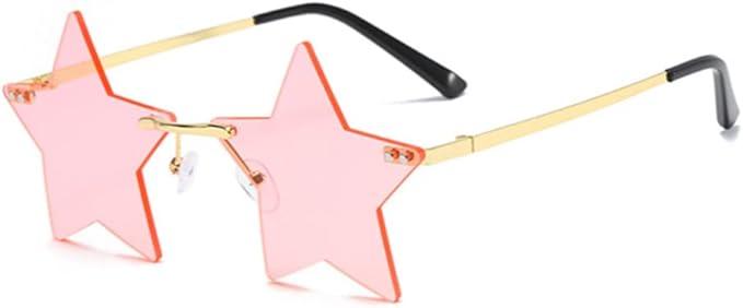 ENTHYI Rimless Star shape Sunglasses Personality Sun Glasses for women/men Party glasses personality pentagram eyewears
