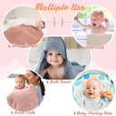 VitalCozy 8 Pcs Baby Muslin Hooded Bath Towels and Washcloths, Muslin Hooded Baby Towels Absorbent Blankets for Gift Newborn Infant Shower (Pink,White)