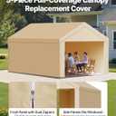 VEVOR Carport Replacement Canopy Cover, 10 x 20 ft Potable Garage Tent Top Tarp with Sidewalls, UV-Resistant & Waterproof, Heavy Duty Car Shelter Tarp with Ball Buggees, Beige, Frame Not Included