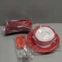 6 Pcs Adaptive Utensil with Bib Bowl Plate Set Weight Cutlery Gift for Elderly Disabled Hand Arthritis Parkinson(Red)