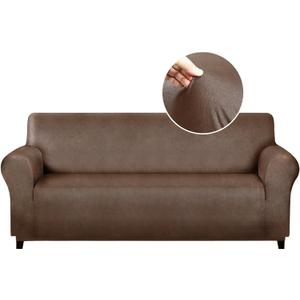 molasofa Sofa Covers - Couch Cover for Leather Couch, Soft and Washable Sofa Covers with Leather-Like Quality. Non-Pilling, Non-Slip 1-Piece Couch Cover for Dogs, Cats, and Kids (Dark Brown) (Sofa, 01 Brown)