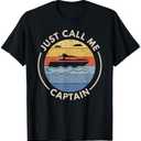 Retro Vintage Boat Just Call Me Captain T-Shirt L
