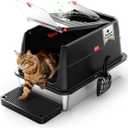 Stainless Steel Litter Box with Lid, SUS304 Metal Cat Litter Boxes, Enclosed Extra Large Kitty LitterBox High Wall, Jumbo Cat Toilet Odor Control, Spacious, DurableNon-Sticky (XL Black) (Obsidian)