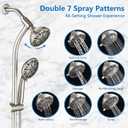 High Pressure 48-Settings Shower Head with Handheld Shower,Drill-Free 3-Way Diverter for Easy Reach,Adjustable Height Slide Bar Dual Shower Head Combo Set - Brushed Nickel