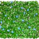GLANT Expandable Fence Privacy Screen for Balcony Patio Outdoor,Decorative Faux Ivy Fencing Panel,Artificial Hedges (Single Sided Leaves) (1, Blue Flowers)