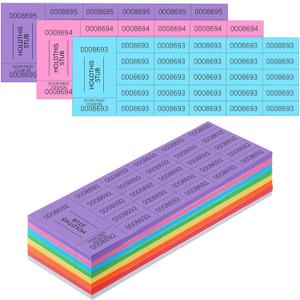 Kosiz 504 Sheets 25 Bid Raffle Ticket with Different Numbers Per Sheet Chinese Auction Tickets for Events Church Basket Auction Silent (Mixed Color)