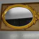Decorative Vintage Oval Makeup Mirror with Gold Plastic Frame,Tabletop Mirror-7.5 x 11 inches