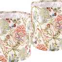 GO&SO Set of 2 Small Tall Lamp Shades, 10" Top X 10" Bottom X 10" High Drum Lamp Shade Printing Flowers Plants -Lampshades for Floor Lamps,Table Lamp, Modern Lamp Shade Replacement, Assembly Required