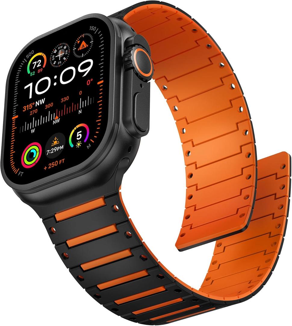 Magnetic Band Compatible with Apple Watch Bands 49mm 46mm 45mm 44mm 42mm Men, Soft Silicone Sport Strong Magnet Loop Replacement Strap for iWatch Ultra 3 2 1 Series 11 10 9 8 7 6 5 4 3 2 1 SE