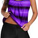 Aqua Eve Two Piece Women's Tankini Swimsuits Blouson Swim Tank Top with Shorts Modest Bathing Suits Purple  XL