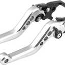 CHICIRIS Motorcycle Levers, 1 Pair CNC Aluminum Alloy Motorcycle Scooter Modification Double Disc Brake Lever (White)