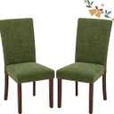 Parsons Dining Chairs Set of 2  Upholstered Nailhead Dining Room Kitchen Side Chair with Thick Cushions and Wood Legs, Green