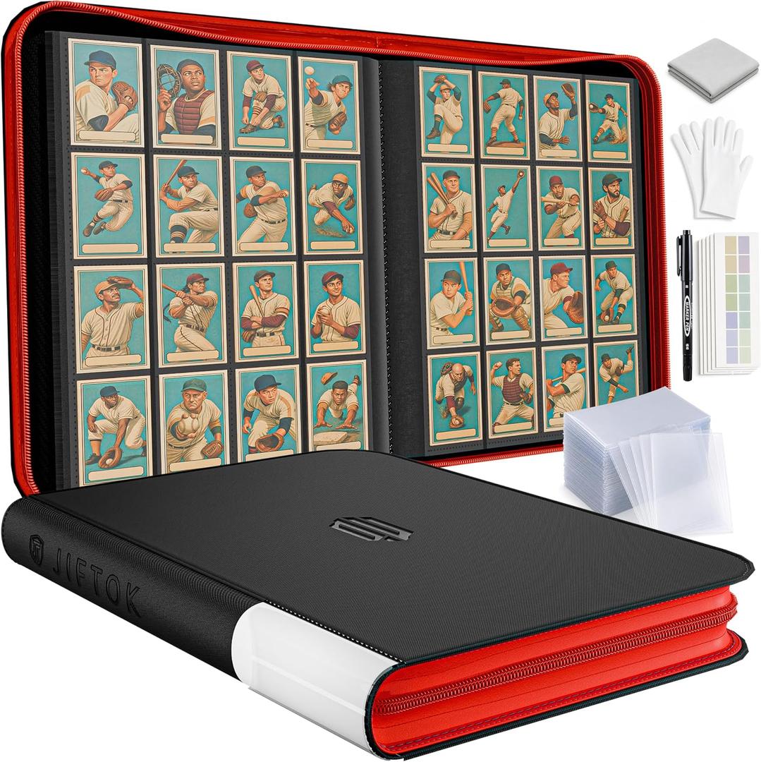 Trading Card Binder with 32 Sleeves, 16 Pocket Card Binder 1024 Cards-Black