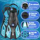 Snorkel Fins, Swim Fins Travel Size Short Adjustable for Snorkeling Diving Adult Men Women Open Heel Swimming Flippers, Size: L/XL (US Men 8.5-11.5 / Women 9.5-12.5)