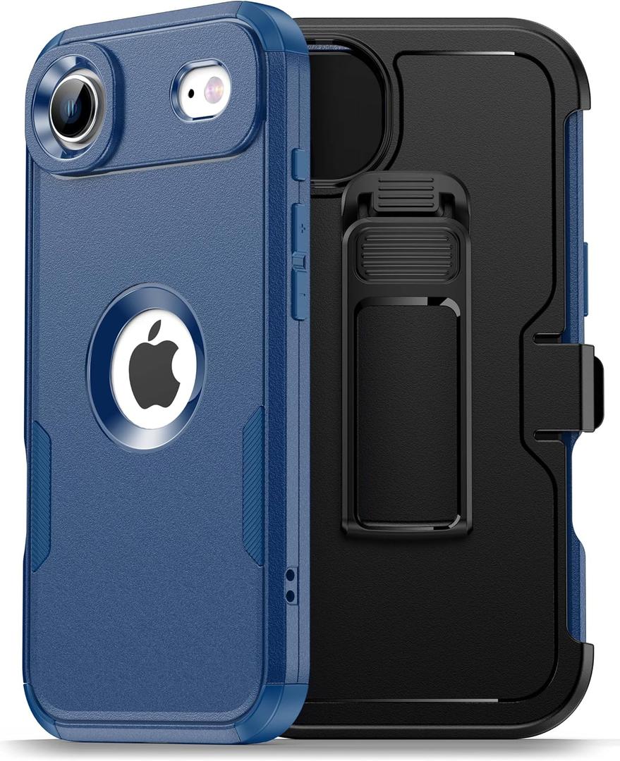 for iPhone Air Magnetic Case with Blet Clip Hoslter,Compatible with Magsafe,2X Screen Protector,Heavy Duty Protection,Rugged & Durable Phone Cover for iPhone Air Case,Blue