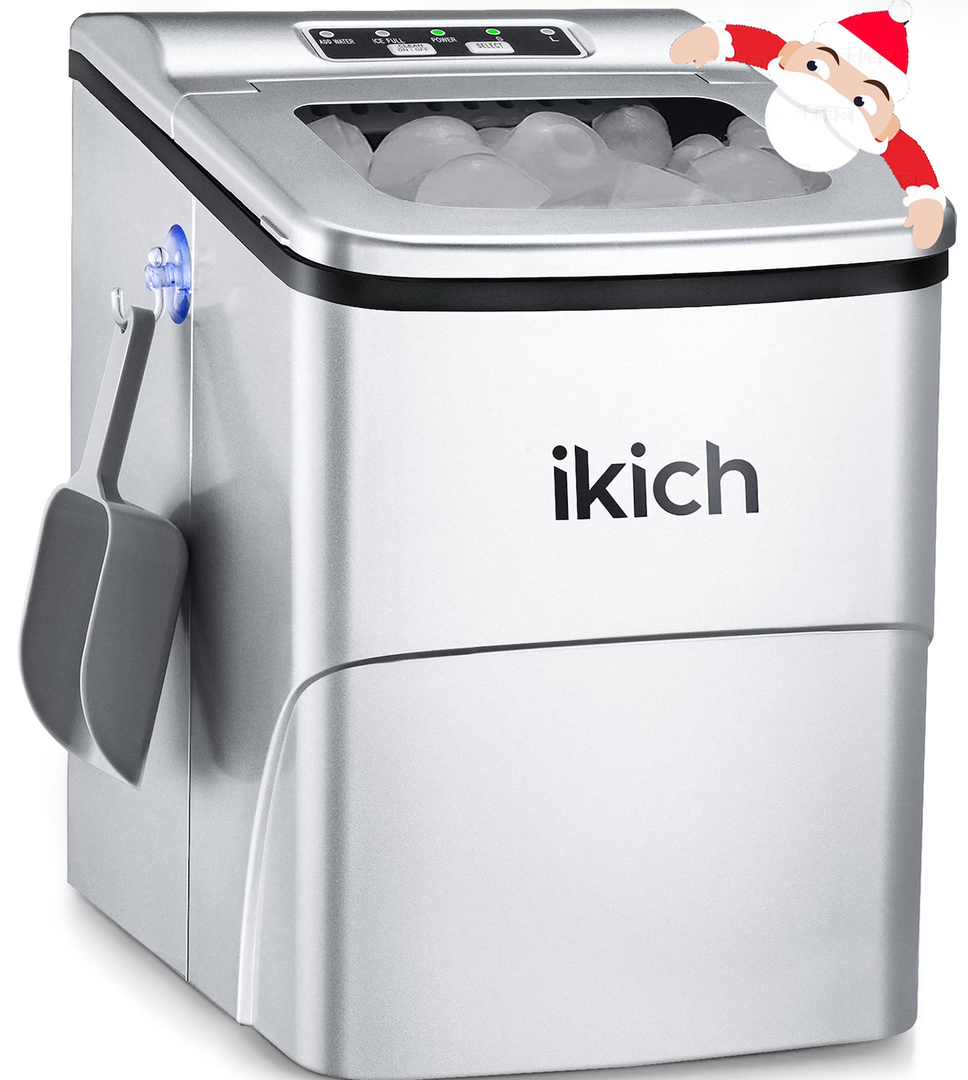 IKICH Portable Ice Maker, 26lb/Day, Self-Cleaning, Stainless Steel