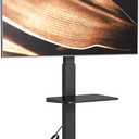 Steel Base Rolling TV Stand with Power Outlet for 32-75 inch TVs up to 110 lbs, Leveling & Tilt & Swivel Mobile TV Stand with Hidden Wire Management, Height Adjustable Portable Tv Stand, Black