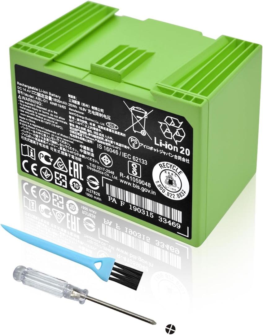 ABL-D1 4INR19/65 Battery for iRobot Roomba e and i Series i3 3150 i3+ 3550 i4 4150 i4+ 4550 i6 i7 i7+ 7150 7550 5150 e5150 e515020 e5152 e5154 e5158 e5 e6 e6198 e619820 i7158 i7550 i7558 14.4V 1800mAh