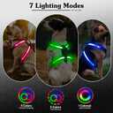 Rechargeable LED Dog Harness Multi-Color Light Up Glow Dark Vest with Reflective Strips, Waterproof Adjustable Soft Mesh Safety Harness for Small Medium Large Dogs Night Walking-Large