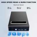 4 in 1 External Bluray Drive, 16X USB 3.0 and Type-C Powerful Desktop External Bluray Drive Burner DVD Burner Optical Drive Charger HDD Enclosure USB HUB for Mac/PC