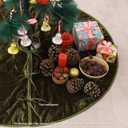 Labhanshi Moss Green 48 Inch Velvet Christmas Tree Skirt, Boho Xmas Tree Mat for Holiday Farmhouse Decorations, Rustic Luxury Tree Skirt