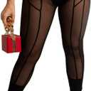 Women's Sexy See Through Sheer Mesh Pants Leggings High Waist Casual Sweatpants Tights (XL)