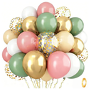 Sage Green and Dusty Pink Balloons, Retro Pink Muted Green White Gold Baby in Bloom Balloons for Girls Women Floral Fairy Wildflower Camping Birthday Woodland Baby Shower Garden Tea Party Decorations