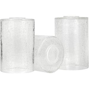 3 Pack Clear Crackle Glass Lamp Shade Replacement, 6-1/16" Tall, 1-5/8 Inch Fitter, Crackle Effect Cylinder Glass Lampshade Globe Cover