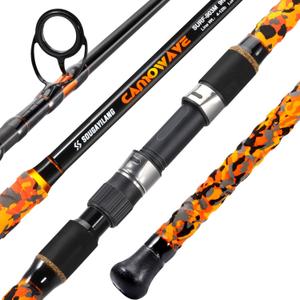Sougayilang Surf Spinning Fishing Rod Carbon Travel Surf Rod M/ MH 3 Piece Spinning Fishing Rod, Orange, 11'