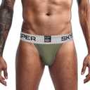 SKYSPER Jockstrap Athletic Supporters for Men Jock Strap Male Underwear Men's Thong Jockstrap Underwear (Green, XXL)