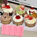 3 x 1 Pcs Christmas Party Cake Decoration Fondant Mold, Elk Candy Lollipop Silicone Mold for Chocolate Cookie Flower Paste Dough Gum Mousse Clay Resin Plaster Easy to Clean and Demold