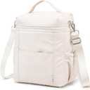 NOL Natural Organic Lifestyle Insulated Lunch Bags for Women Cooler Bag Lightweight Nylon Waterproof Lunch Box For Work (Cream, Large)
