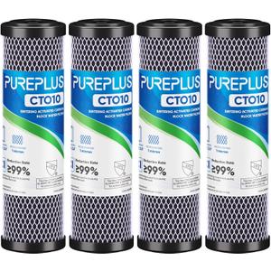 1 Micron 2.5" x 10" Whole House CTO Carbon Water Filter Cartridge Replacement for Under Sink Water Filter System, Dupont WFPFC8002, WFPFC9001, FXWTC, SCWH-5, WHEF-WHWC, WHCF-WHWC, AMZN-SCWH-5, 4Pack