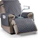 Ruaozz 100% Waterproof Recliner Chair Cover Non-Slip Reclining Cover for Recliner Chair Washable Chair Seat Cover with Elastic Straps for Kids, Dogs, Pets (Dark Grey, 23'')
