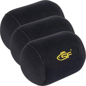 SF 3Pcs Neoprene Conventional Reel Covers Round Reel Case with 6 Breathing Holes, M Size, Black