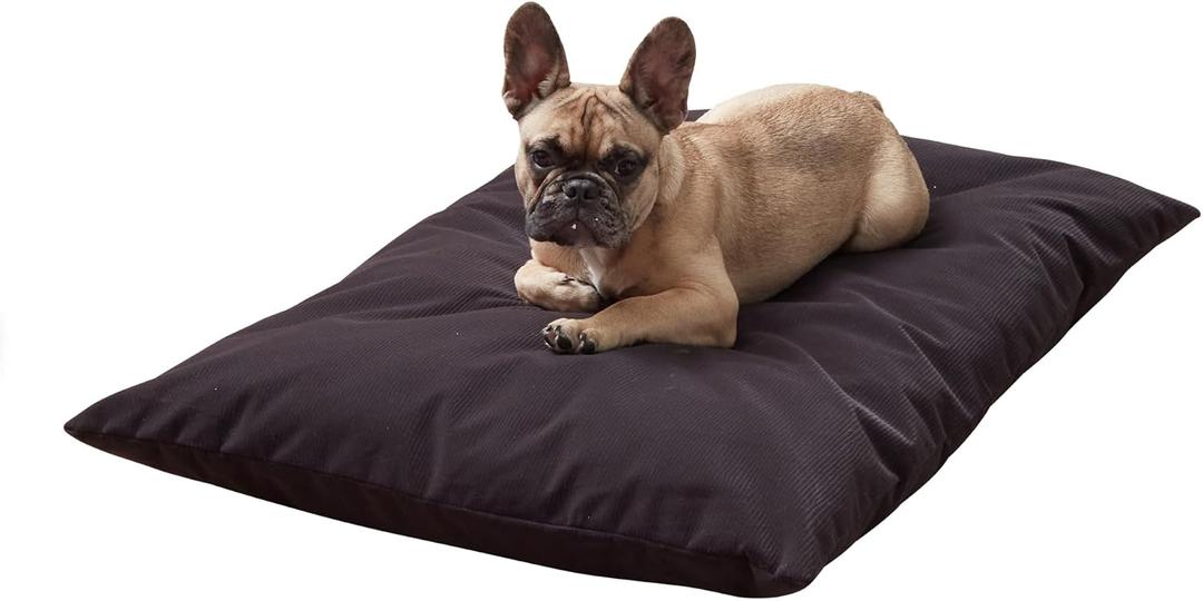 Charlie Corduroy Reversible Pillow Dog Bed with Removable Cover, Steel, Small (36" x 24")