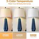 WIHTU 3 Color Temperature Table Lamps Set of 2, 27'' Navy Blue Modern Table Lamp for Living Room, Beside Lamp with Linen Shade, Resin Desk Lamp for Nightstands Bedroom Office Decor (2 Bulbs Included)