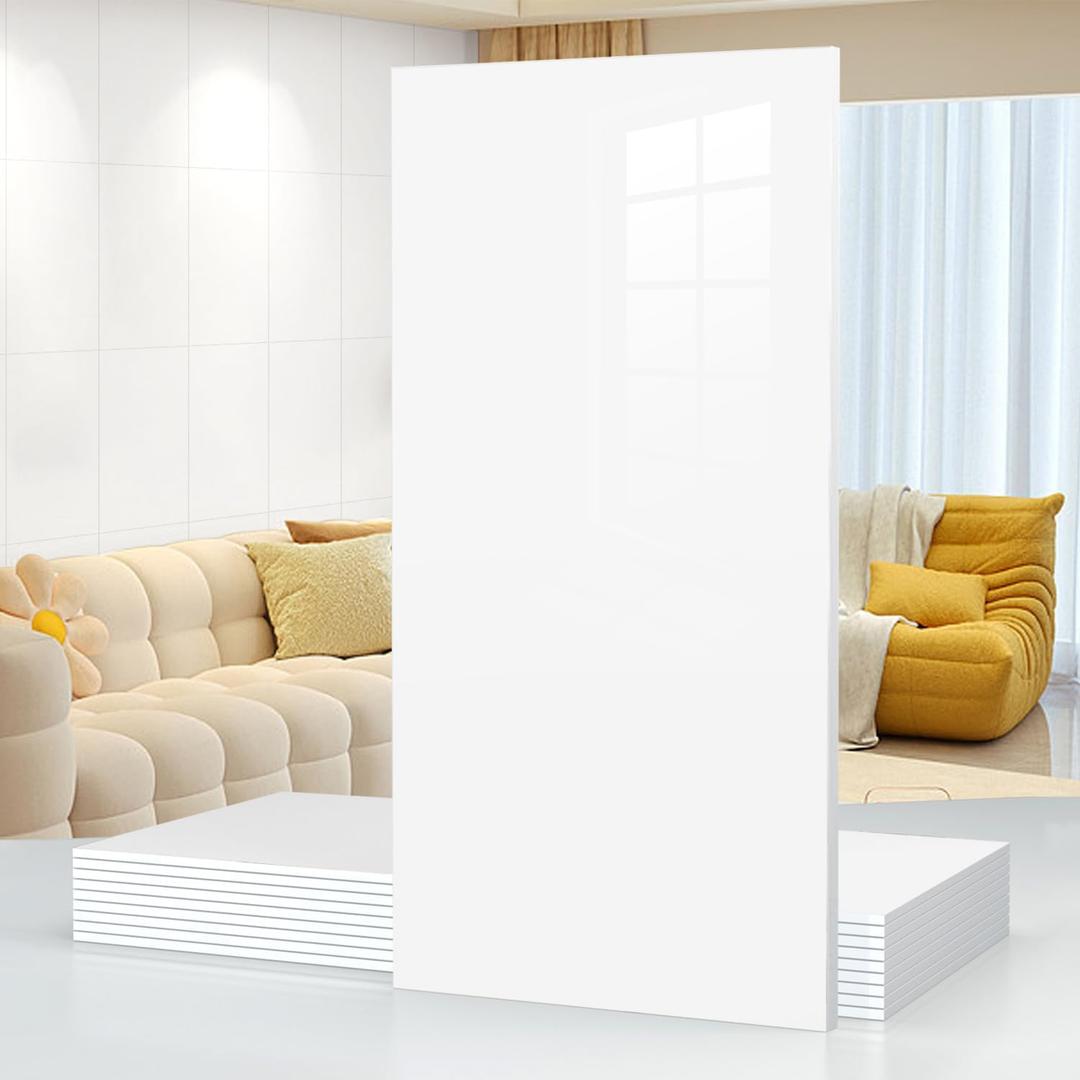 10pcs Marble Peel and Stick Waterproof Wall Panels,Heat-Resistant Backsplash Tile,23.6"x11.8" PVC Foam Wall Sticker for Kitchen,Living Rooms,Bedrooms,Pure White,a Bit Beige(Not Real Tile 19.4 Sq.Ft.)