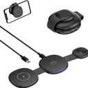 Wireless Charger iPhone Charging Station - 3-in-1 Magnetic MagSafe Charger Multiple Devices for Apple, 15W Fast Charging Foldable Travel Charging Pad for iPhone 17/16/15/14/13/12, AirPods, Apple Watch (Black)