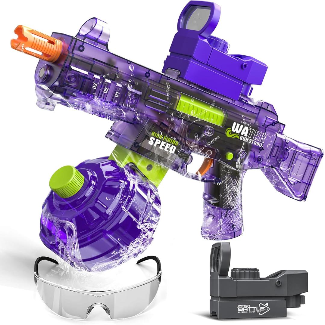 Electric Water Guns for Adults, Strongest Automatic Water Gun Powerful 520CC+ Squirt Water Gun, 36 FT Long Range Water Guns Transparent Watergun Toy for Summer Outdoor Pool Party for Kids