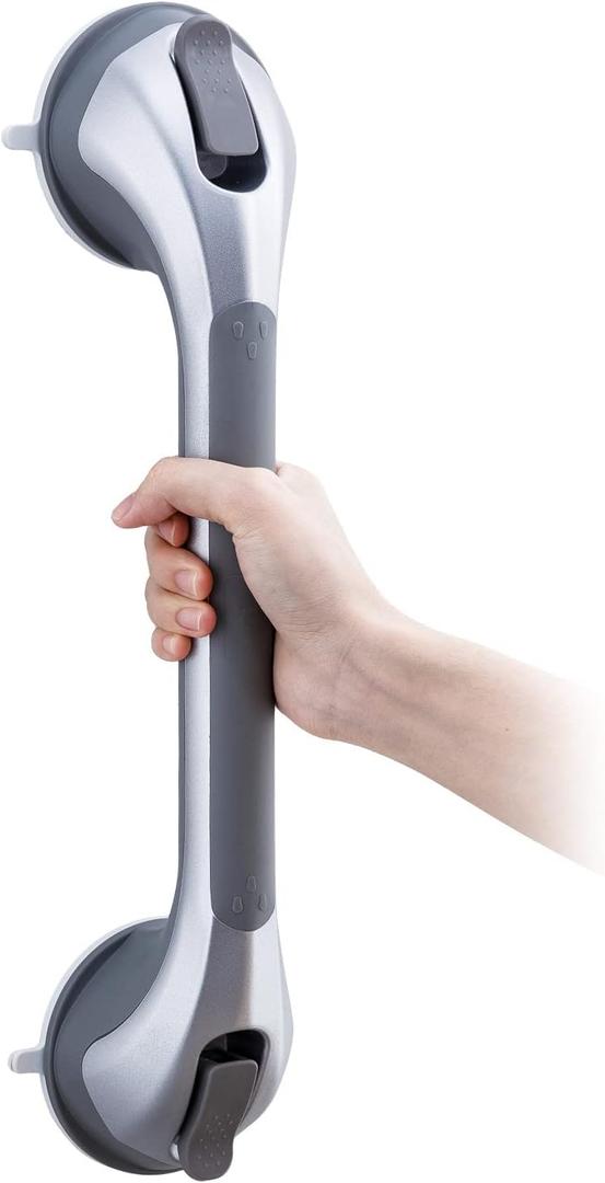 TAILI Grab Bars for Bathtubs and Showers, 16 Inch Grab Bars for Seniors, Shower Handles for Elderly Suction, No Drilling Removable Safety Bath Grip Rails, Silver