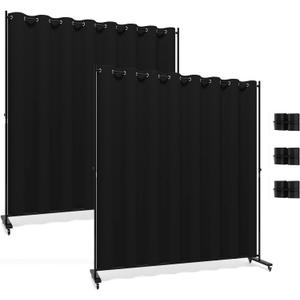 Room Divider Kit, 13.1 ft x 6.6 ft, 4 Rolling Wheels Curtain Divider Stand, Metal Frame, Darking Curtain, L-Shape Dressing Room for Boutique, Expandable Room Partition for Home