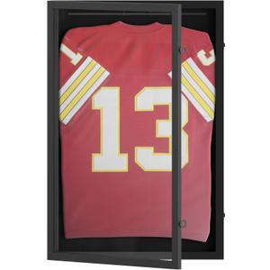 HBCY Creations Matte Black Jersey Frame Display Case - 24x36 Premium Shadow Box with Anti-Theft Lock, Acrylic Window, Solid Wood Frame, Fits, Includes Hanger and Hanging Hardware