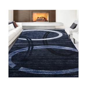 Kimicole 9x12 Large Area Rugs for Living Room Bedroom, Modern Abstract Geometric Washable Rugs, Low Pile Thin Rug, Non-Slip Indoor Wavy Circles Floor Carpet for Office Dining Room Home Decor (Blue)