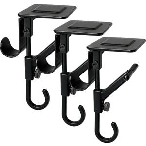 Fireplace Stocking and Garland Hanger, 2 in 1 Mantel Hangers for Garland, No Drill, Heavy Duty Adjustable Garland Hangers for Mantle, Christmas Mantle Garland & Stocking Holder (Black, 3PCS)