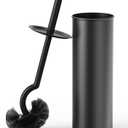 Cesun Toilet Brush and Holder Set - Curved Design Toilet Brush for Deep Cleaning Under Rim, 304 Stainless Steel Toilet Bowl Brush and Holder for Bathroom, Rv, Black(2 Replaceable Brush Head Included)