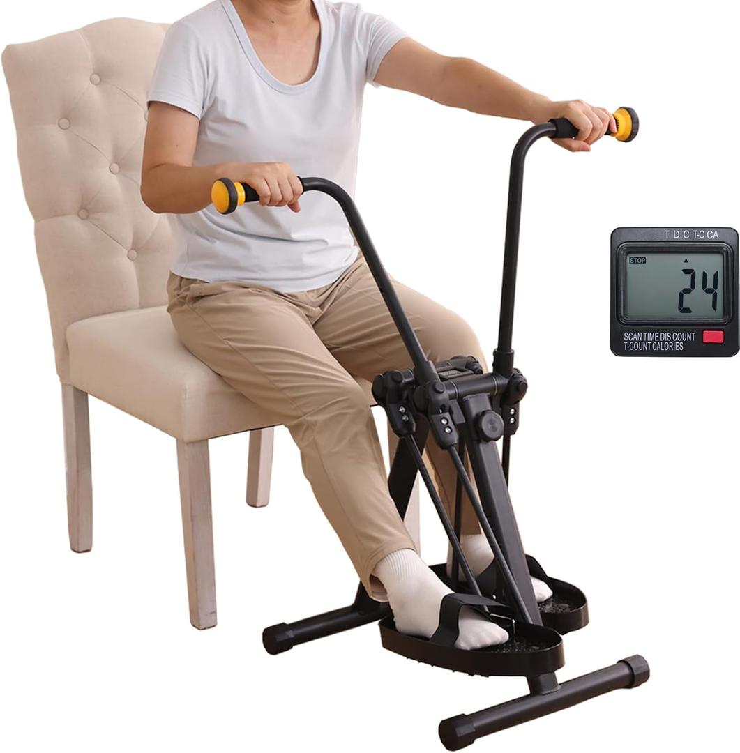 Pedal Exerciser Bike for Seniors, Arm Leg Hand and Knee Elderly Exercise Equipment, Sitting Home Exercise Machine for Total Body, Upper and Lower Limb Trainer