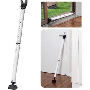 Door Security Bar Upgraded Door Stoppers Adjustable Sliding Glass Door Security Bar 2 in 1 Heavy Duty Door Jammer Sliding Patio Bar for Home, Apartment, Travel, School, Dorm (1 Pack,White)
